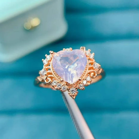 Real 925 Silver Amethyst Ring 8mm 2ct 100% Natural Amethyst Jewelry with Certificate 18K Gold Plated Crystal Jewelry