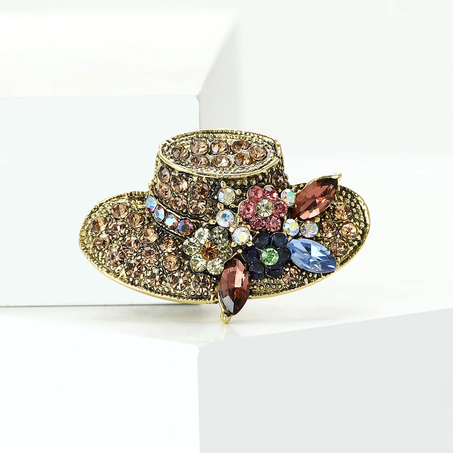 Luxury Rhinestone Sun Hat Brooches for Women Unisex Clothing Pins Necklace Event Party Backpack Fashion New Yea Gifts Decoration