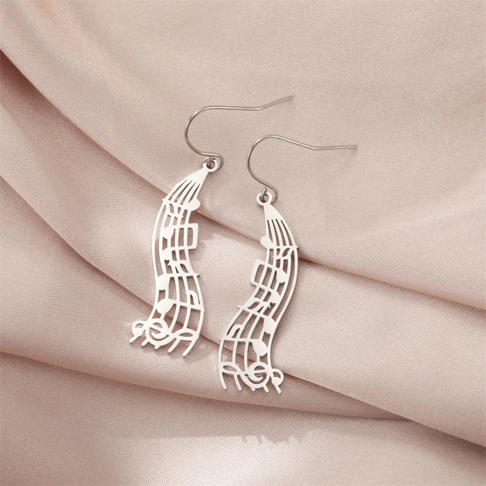 My Shape Music Note Drop Earrings for Women Men Gifts Stainless Steel Classic Musical Violin Dangle Earring Jewelry Musican Gift