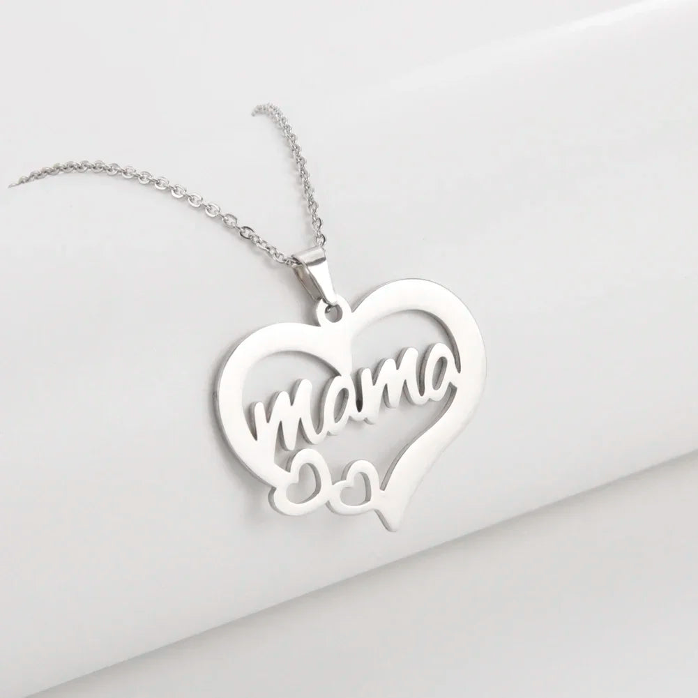 Skyrim Mother's Day Mama Letter Pendant Stainless Steel Necklace for Women Gifts love Pendant Neck Chain Exquisite Jewelry Gift