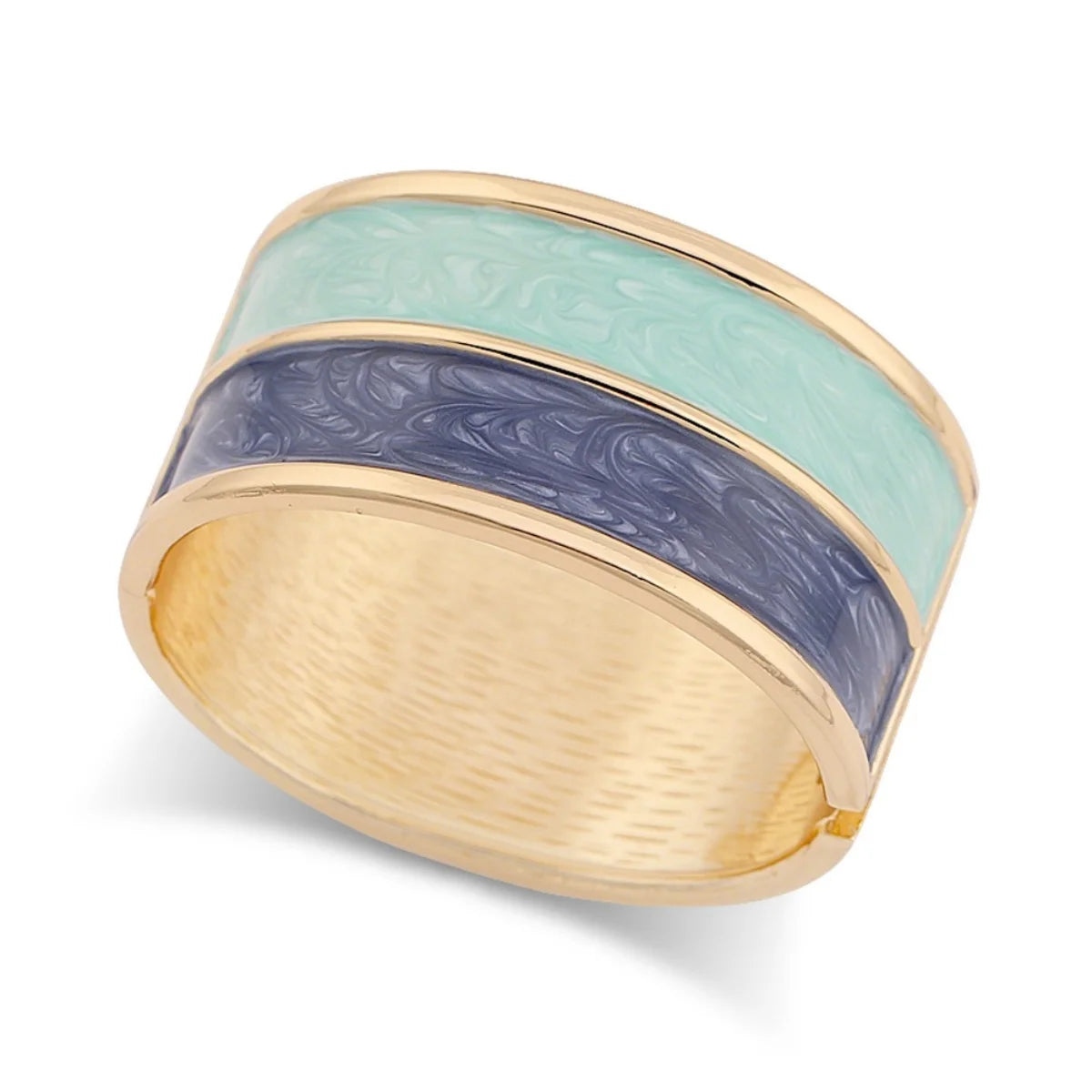 KMVEXO Punk Blue Green Color blocking Enamel Bangles Metal Geometric Bangle Wide Chunky Cuff Bracelet Women Aesthetic Jewelry