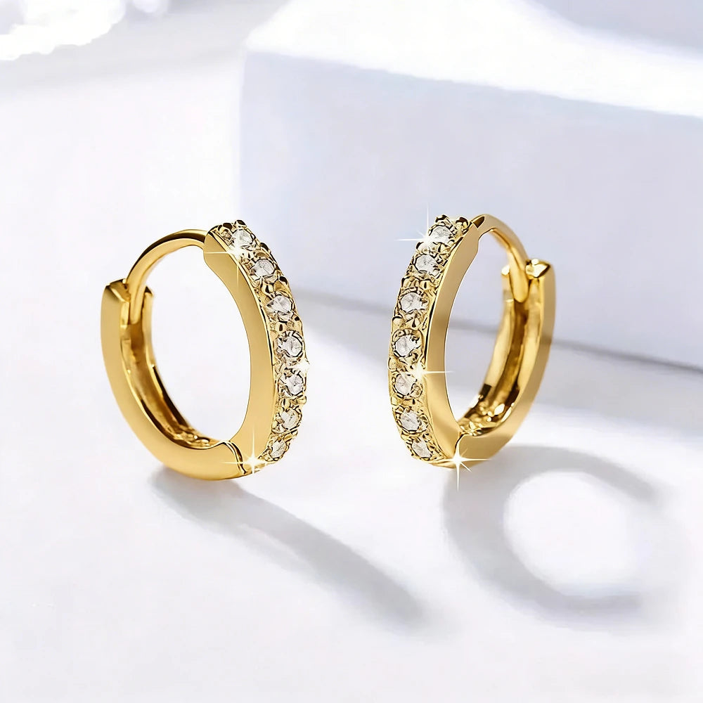 Stainless Steel Shiny Square Cubic Zirconia Huggie Hoop Earrings for Women Fashion Dangle Drop Earrings Trendy Jewelry Gifts