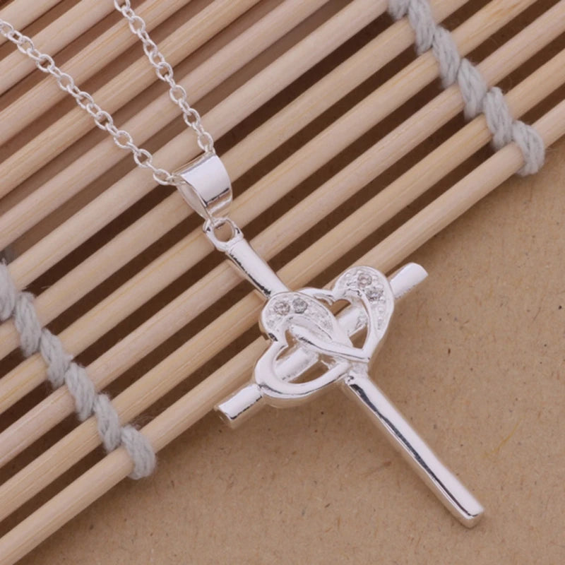 New Cross 925 Sterling Silver Necklace pendant Chain Jewelry for Women Fashion Party wedding accessories Gifts