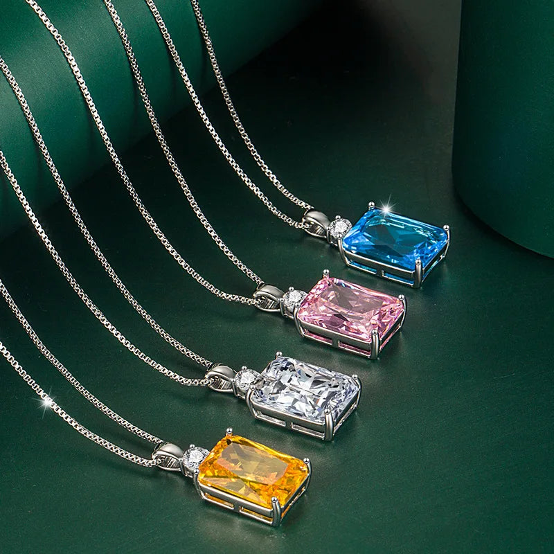 New 925 Sterling Silver Necklace Pendant Good Quality For Women Wedding Engagement Moissanite Jewelry Plated white gold