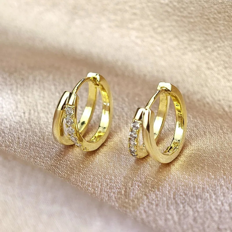 Stainless Steel Shiny Square Cubic Zirconia Huggie Hoop Earrings for Women Fashion Dangle Drop Earrings Trendy Jewelry Gifts