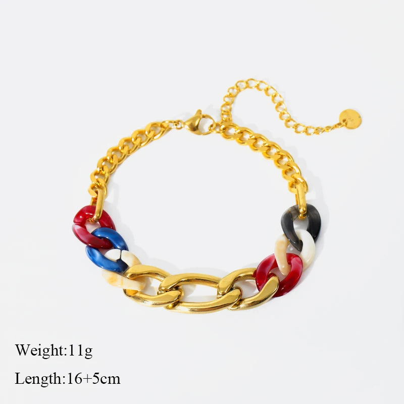 EILIECK 316L Stainless Steel Thick Chain Necklace Bracelet For Women Fashion Trendy Exaggerated Punk Jewelry Set Gift Party