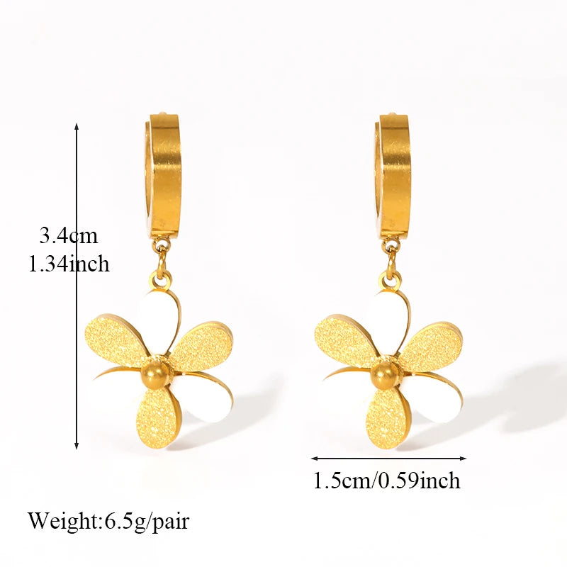 EILIECK 316L Stainless Steel Metal Flower Ear Dangle Piercing Earrings For Women Fashion New Jewelry Lady Gift Party сережки