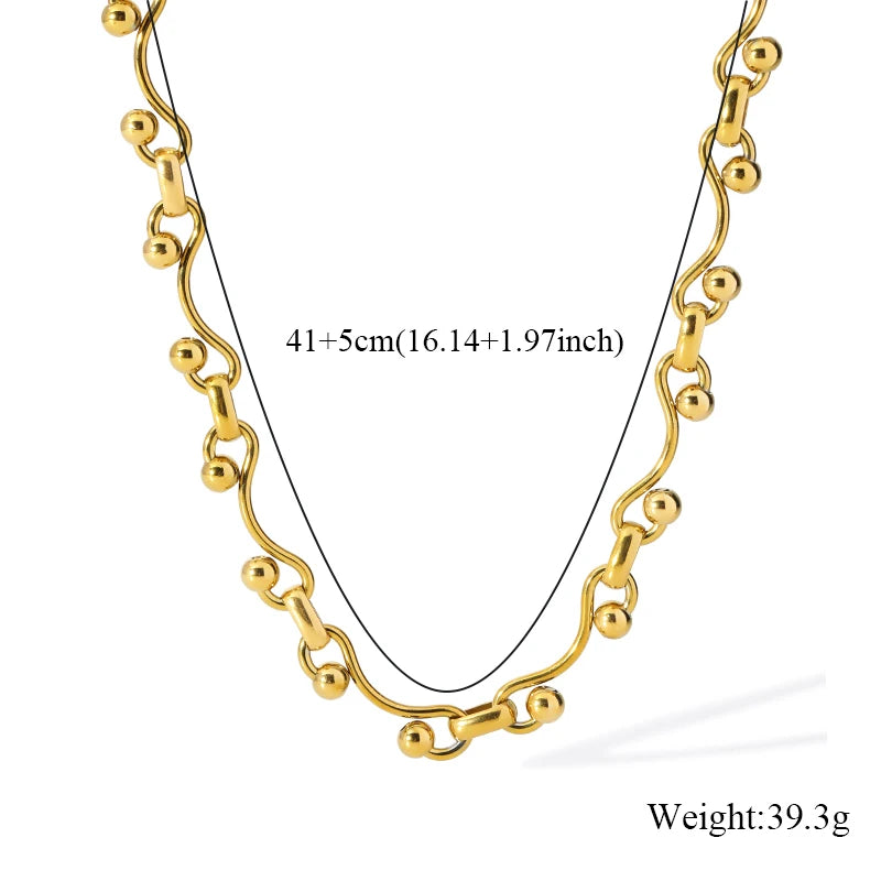 EILIECK 316L Stainless Steel Metal 8mm Chunky Chain Necklace For Women Trendy 18K Gold Plated Neck Chain Waterproof Jewelry Gift