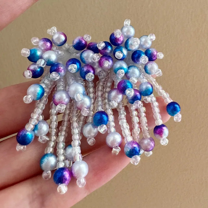 Colorful Beads Earrings for Women Summer Beach Style Flowers Sweet Jewelry Fashion Vacation Retro Pendientes Mujer
