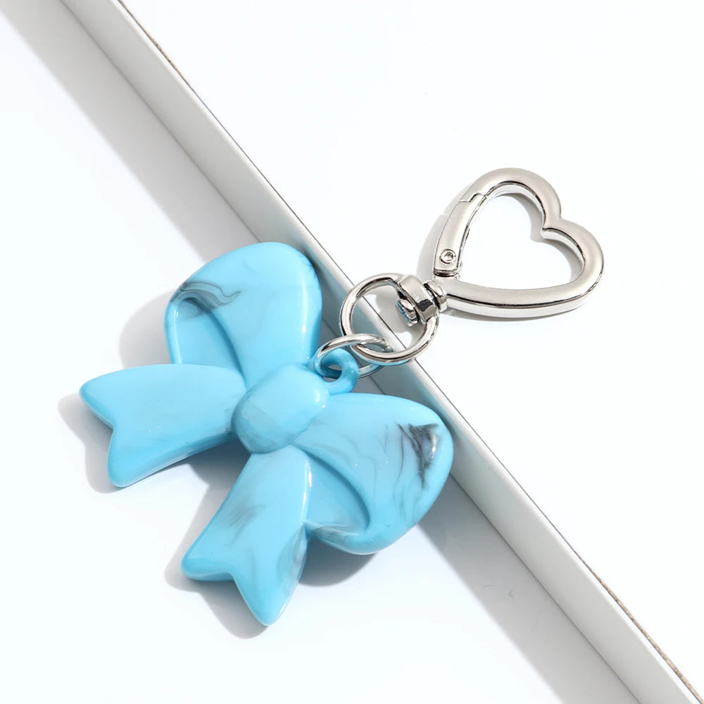 Trend Acrylic Colorful 3D Bowknot Keychains for Women Y2K Key Chain Bag Car Phone Pendant Accessories Gifts