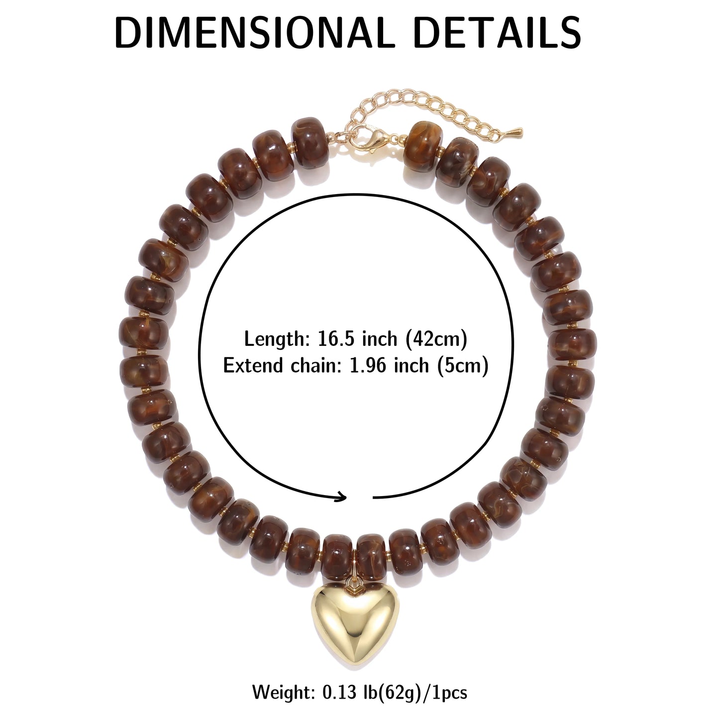 Badu Bohemia Colorful Acrylic Beaded Choker Necklace for  Women 14K Gold Plated Heart Pendant Summer Aesthetic Y2K Jewelry Gift