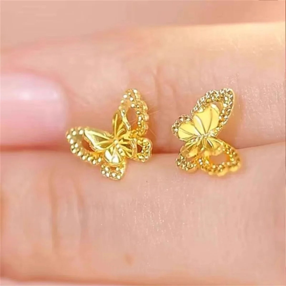 Small Butterfly Luxury Charm Female Meatl Fashion Stud Earrings Gold Color Wedding Jewelry For Women