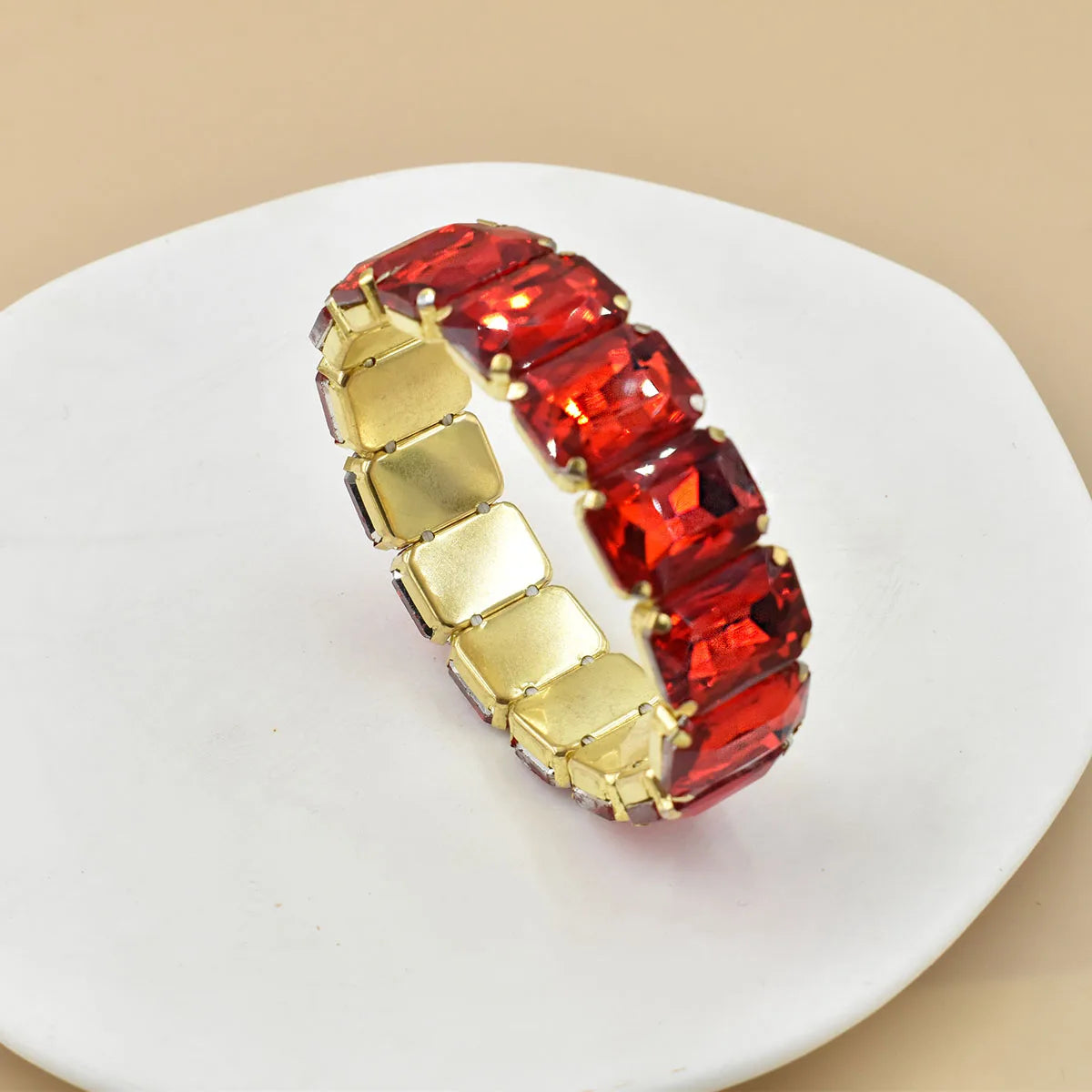 2026 New fashion Jewelry crystal Women charm bracelet colorful Geometric square elastic thread white Elliptical glass bracelet