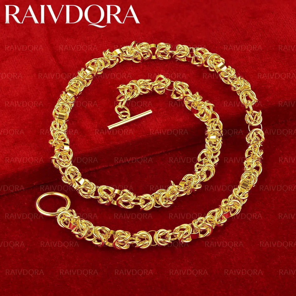 18K Gold Plated 45cm Circle Chain Necklace For Men and Women Fashion Jewelry Exquisite Trend Party Engagement Wedding Gift
