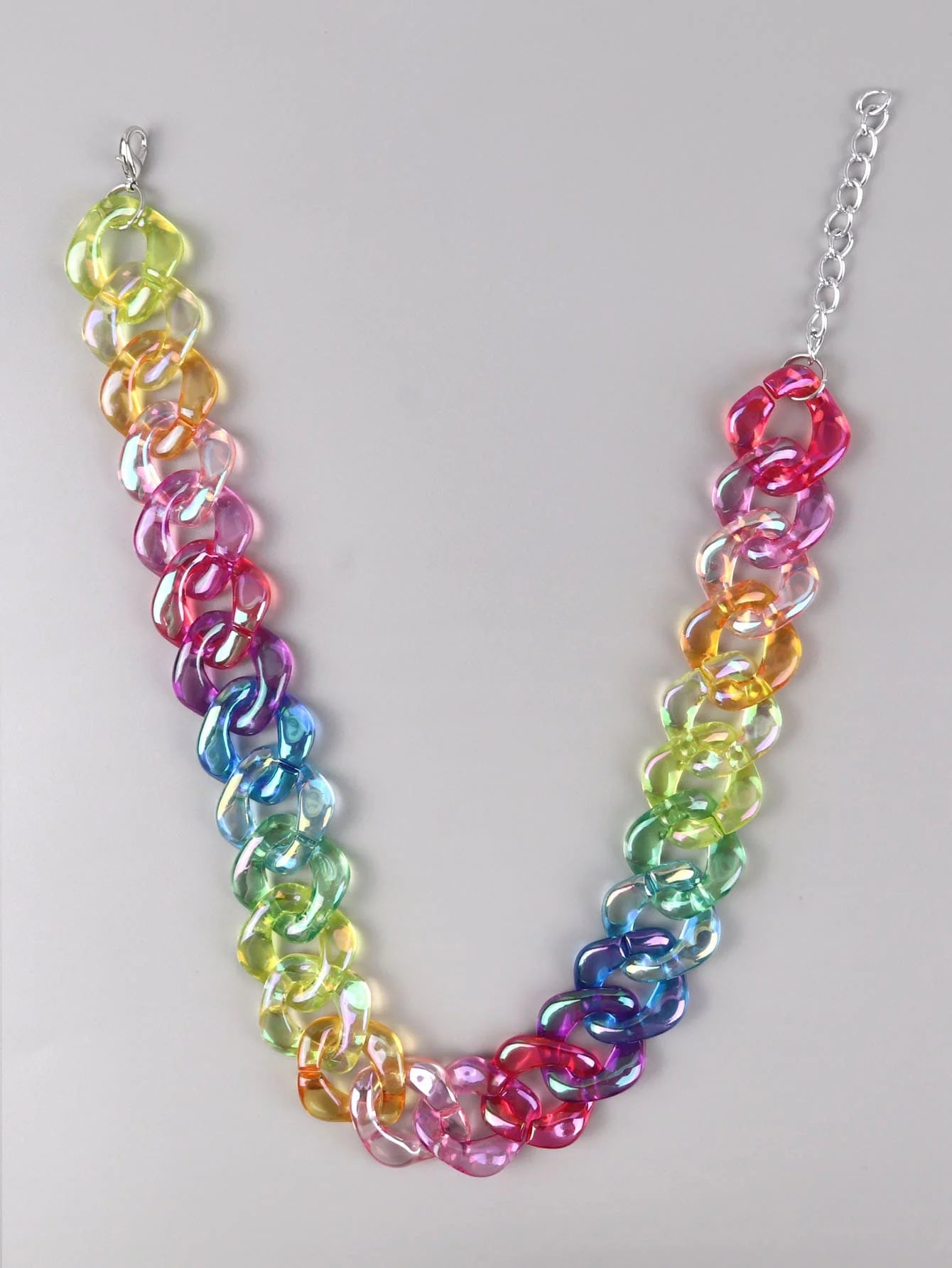 FishSheep Statement Colorful Acrylic Chain Choker Necklaces for Women Boho  Multi Color Big Chunky Link Collar Necklace Gift