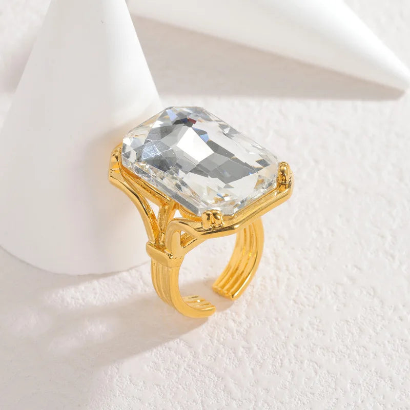 EILIECK Minimalist Classic 18K Gold Color Plated Butterfly Zircon Adjustable Ring Hypoallergenic Stainless Steel Jewelry Gift