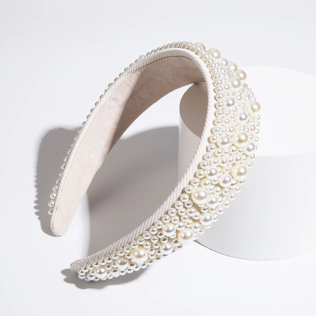 Temperament Handmade Korean Headband Pearl Wide Edge High end Fashion Versatile Hair Band