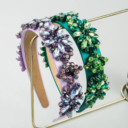 Instagram Cool Style Fashion Shining Colorful Crystal Baroque Hair Hoops Simple And Elegant Style Headbands And Hair Accessories