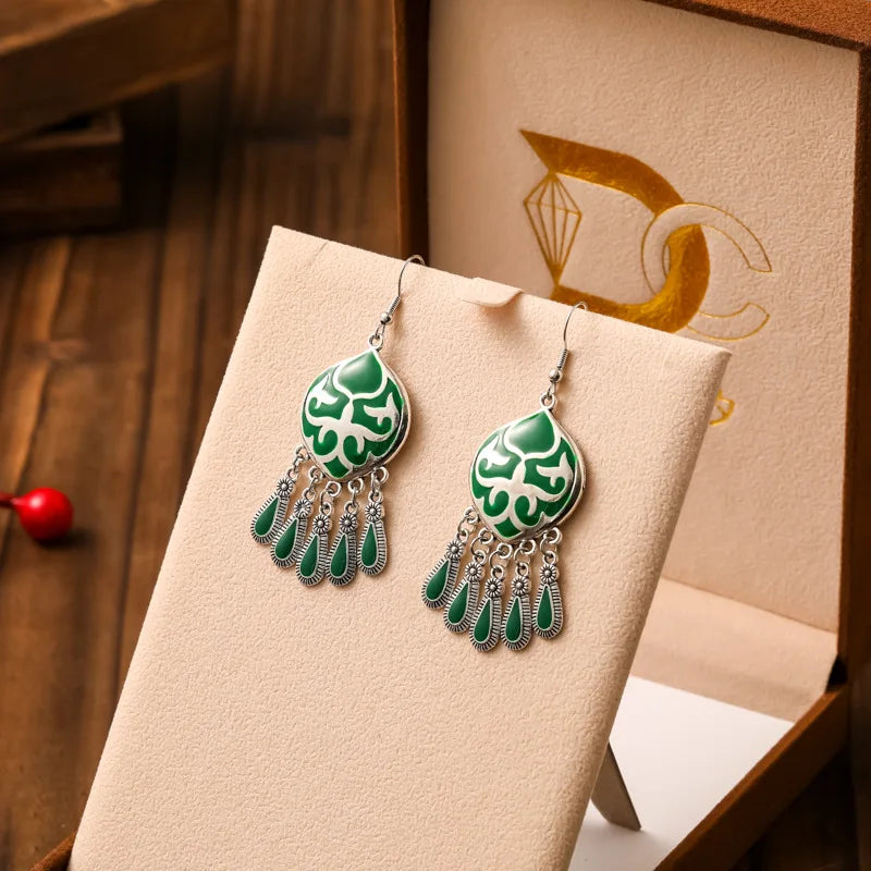 New Ethnic Fire Totem Earrings for Women Creative Design Short Style Enamel Vintage Water Drop Earrings Party Daily Jewelry