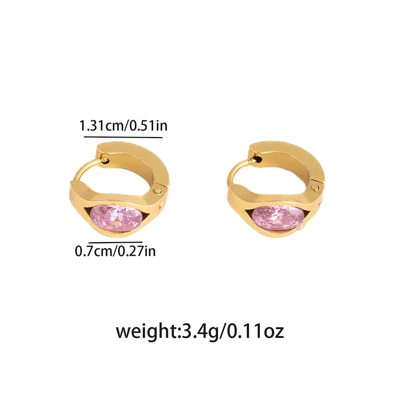 ANENJERY 316L Stainless Steel Geometry Heart Water Drop Zircon Hoop Earrings For Women Men Simple Personality Jewelry Gifts