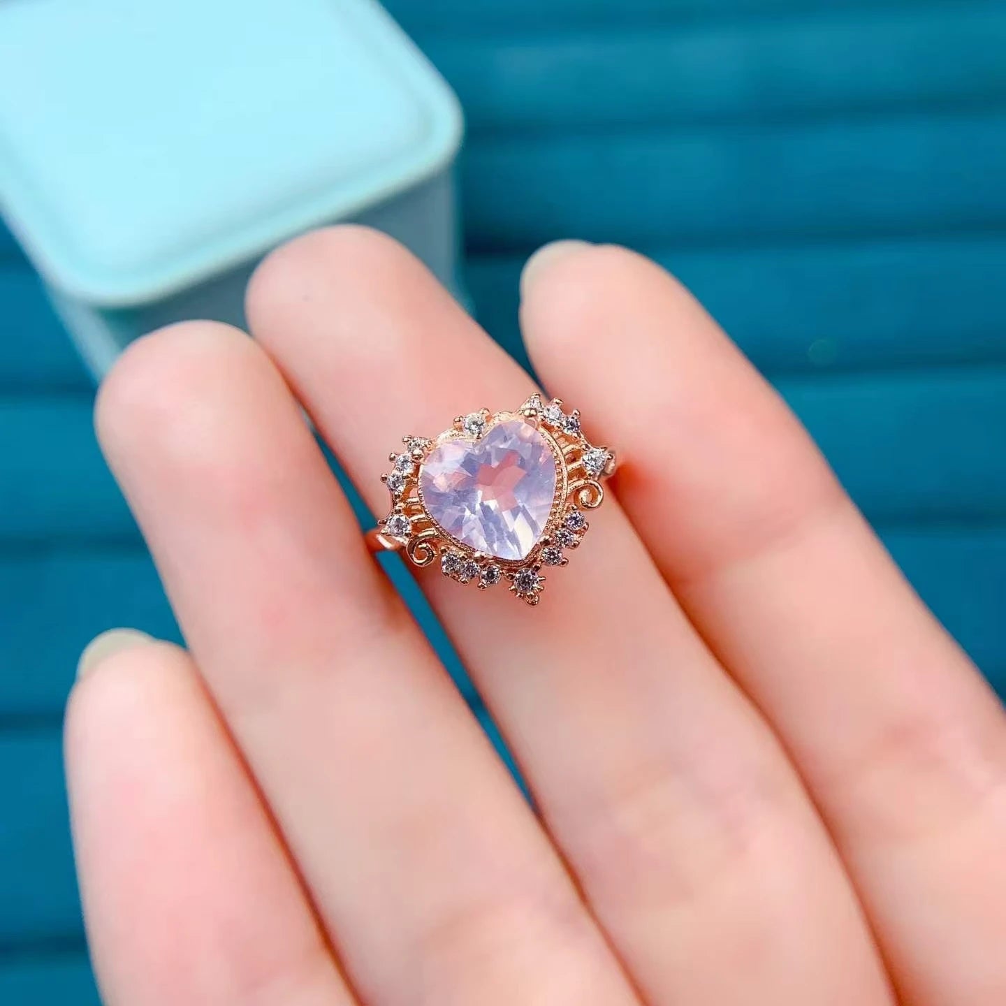 Real 925 Silver Amethyst Ring 8mm 2ct 100% Natural Amethyst Jewelry with Certificate 18K Gold Plated Crystal Jewelry