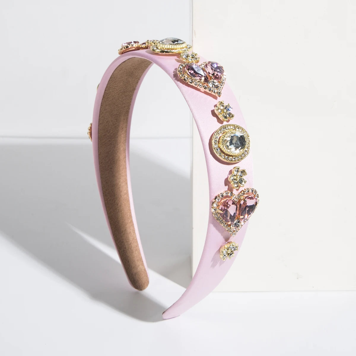 Light Luxury Baroque Rhinestone Heart Headband Personality Fashion High Quality Cloth Headband