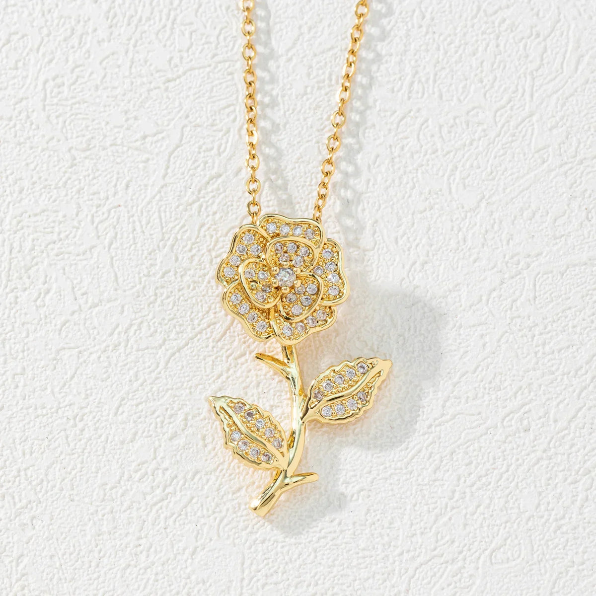 316L Stainless Steel Luxury Zircon Flower Pendant Necklace For Women Girl New Trend Clavicle Chain Jewelry Lady Gift