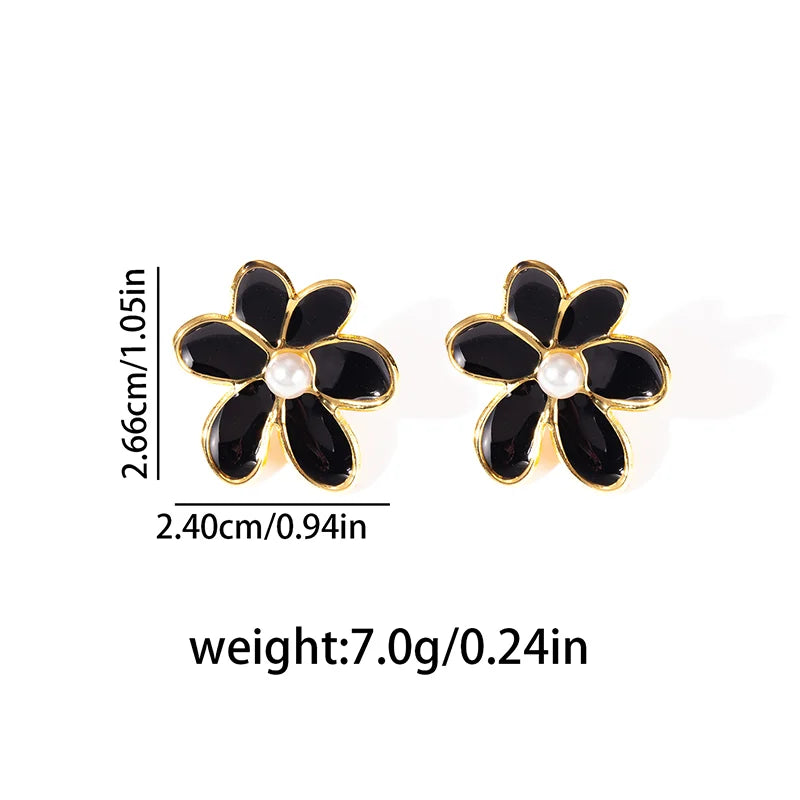ANENJERY 316L Stainless Steel Colorful Enamel Flower Butterfly Earrings For Women French Delicate Elegant Jewelry Birthday Gifts