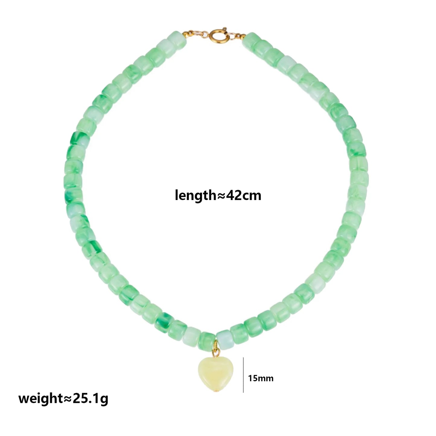 2026 European and American niche heart resin necklace handmade beaded fashion classic barrel bead DIY clavicle chain gift