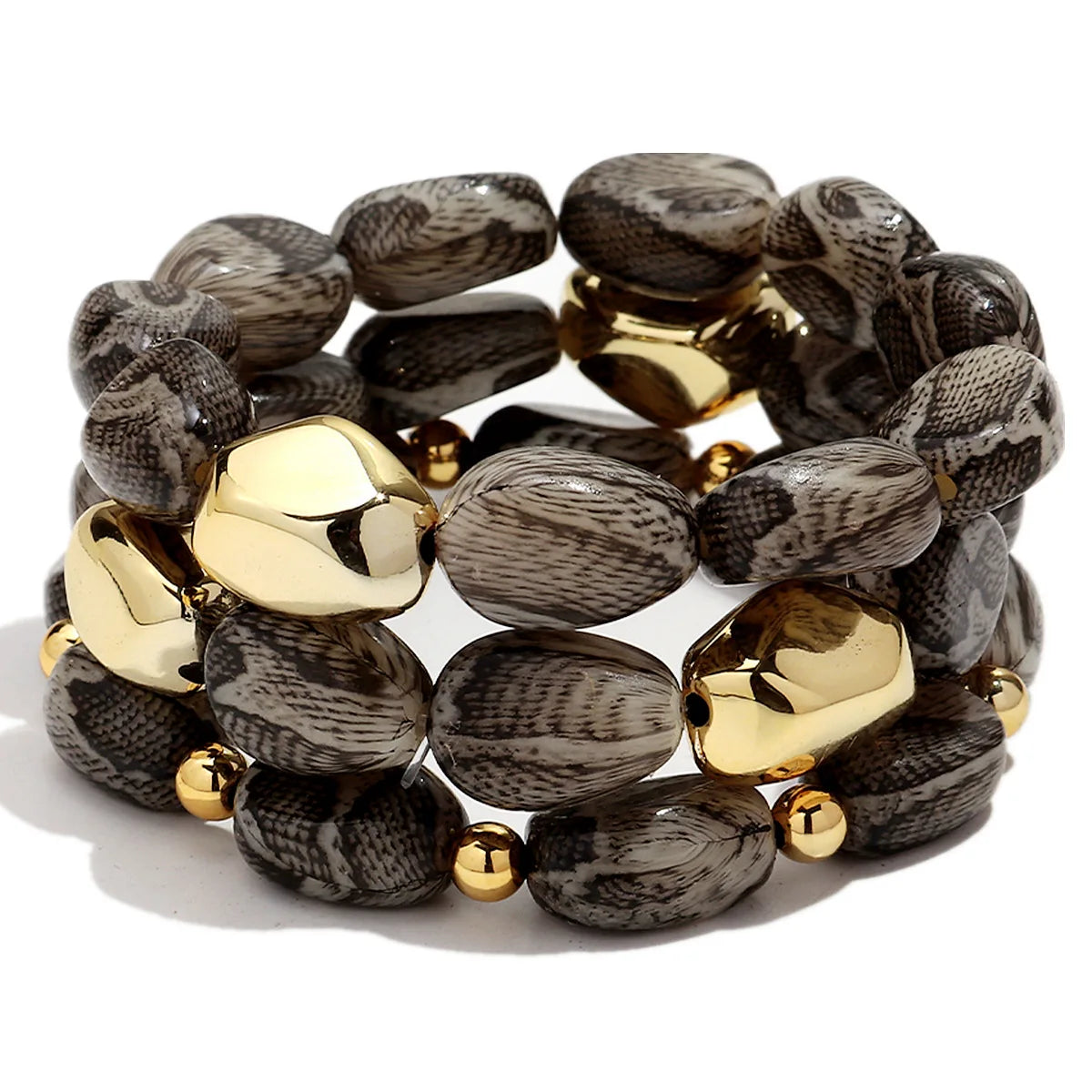 Personality Leopard Print Irregular Beaded Stretch Bangles Bracelets Retro Acrylic Geometric Beads Bracelet Women Jewelry
