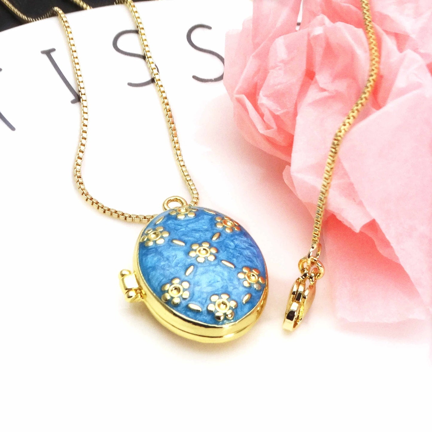 Micro Zircon oil drip photo box Pendant necklace case gaine pendant necklace copper chain jewelry necklace