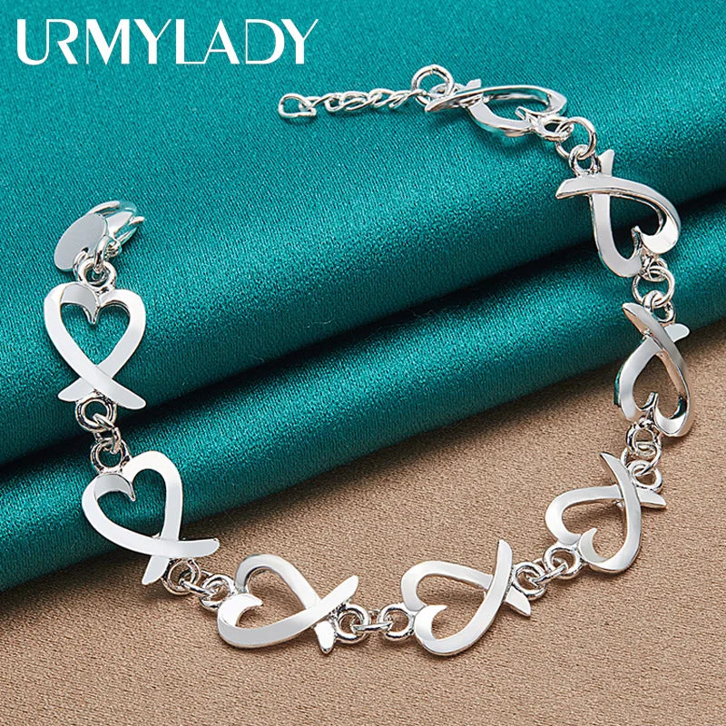 URMYLADY 925 Silver Bracelets For Women Wedding Lady Cute Noble Pretty Jewelry Fashion Nice Chain Hot Gifts