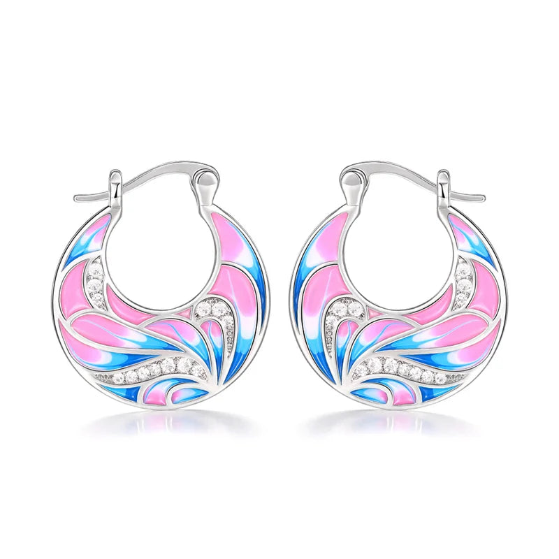 Huitan Special-interested Enamel Hoop Earrings for Women Personality Wedding Engagement Party Ear Accessories Fashion Jewelry