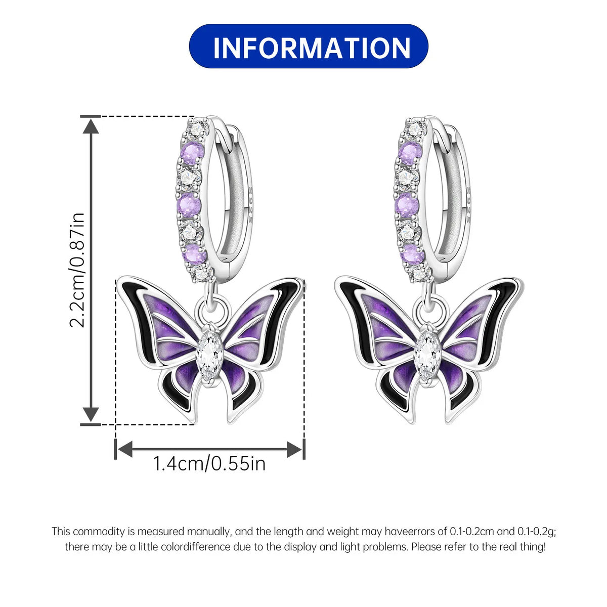Orstarry 925 Sterling Silver Blue Zircon Dragonfly Drop Earrings Women Earrings Charm Fashion Versatile Party Jewelry Gifts