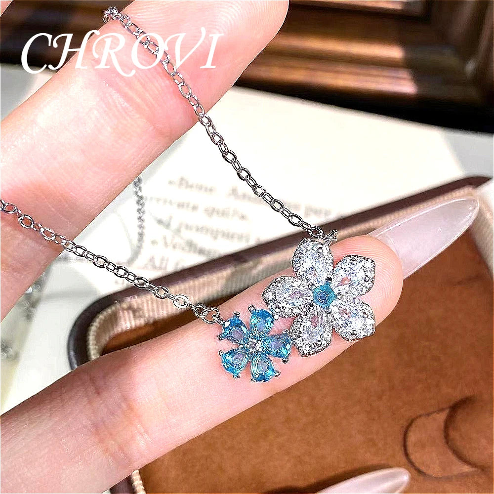 High-grade 925 pure silver flower fresh and three-dimensional elegant multi-purpose lockbone chain jewelry accessory