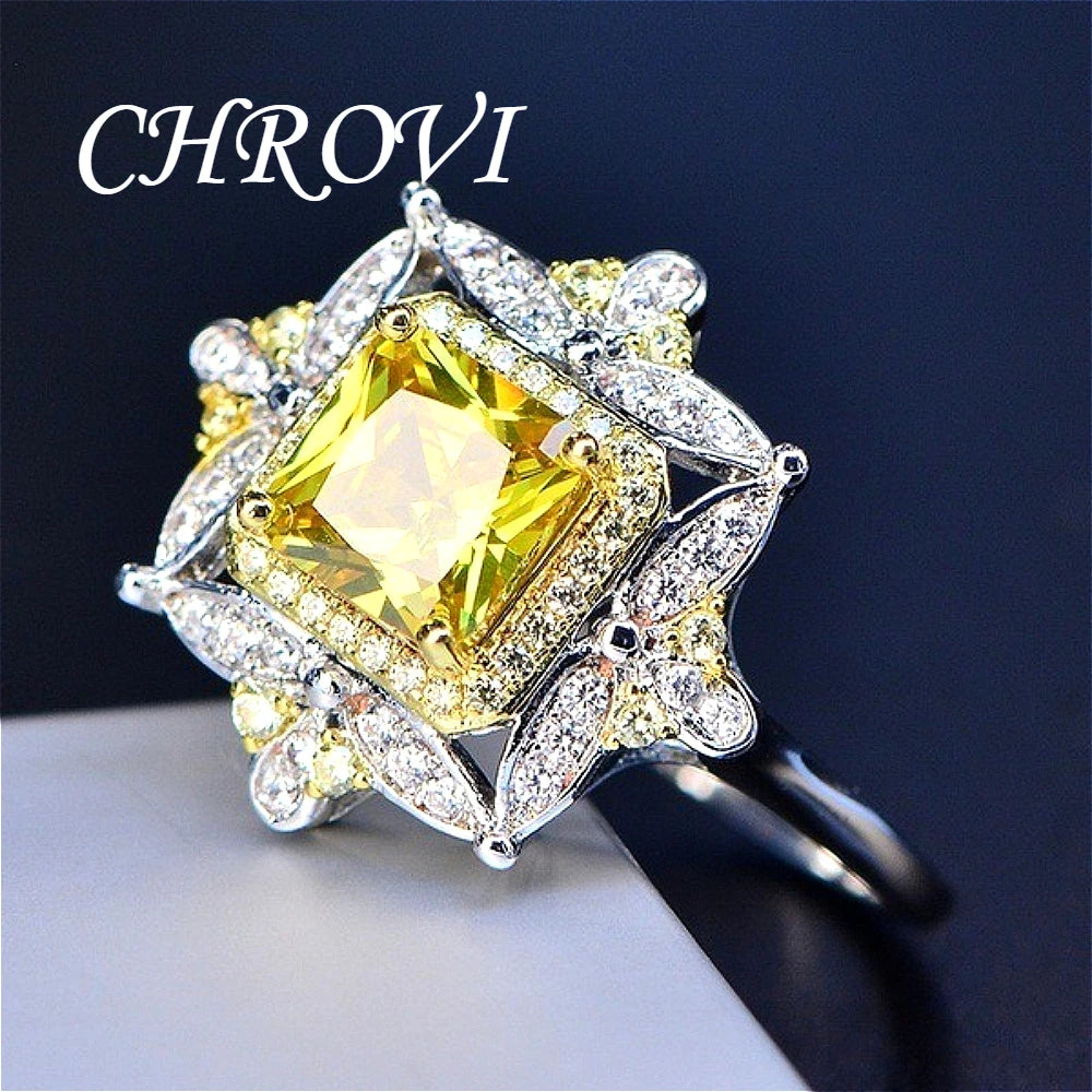 Exquisite 925 sterling silver diamond princess square ring - luxurious party engagement ring - silver jewelry
