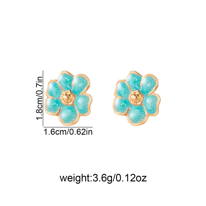 ANENJERY 316L Stainless Steel Colorful Enamel Flower Stud Earrings For Women Temperament Luxury Niche Simple Jewelry Gift