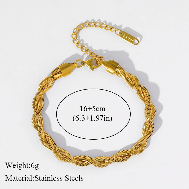 EILIECK 316L Stainless Steel Link Chain Bracelet For Women Trendy Punk 18K Gold Plated Waterproof Wrist Chain Jewelry Gift Party