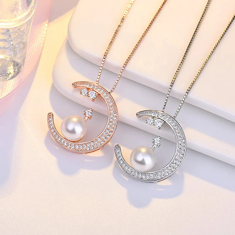 925 Sterling Silver Necklace Pendant 5A zircon Moon High Quality Fashion Jewelry For Women Men Wedding Birthday Party Gift