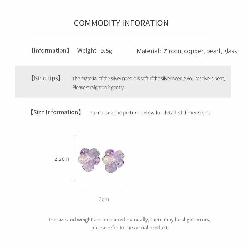 Iridescent Glass Beads Zircon Flower Stud Earrings Pastel Floral Imitation Pearl Earrings for Women Fairy Dating Daily Jewelry N