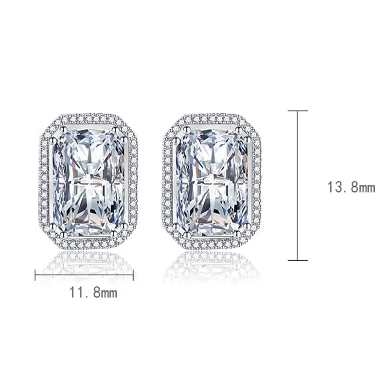 Nice Moissanite Stud Earrring 925 Sterling Silver Simplicity Exquisite For women Jewelry Wedding Plated 18K White Gold gift