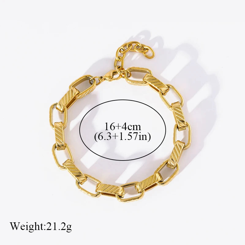 EILIECK 316L Stainless Steel Thicker Bracelet Bangle Fashion OT Buckle Wrist Link Chain High Quality Textured Jewelry Waterproof