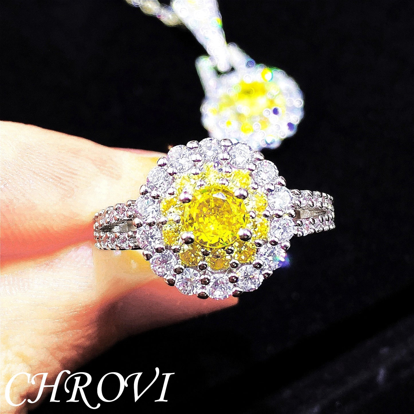 Retro 925 Sterling Silver Exquisite Zirconia Simple Ring Pendant Earring, Powder Crystal Earrings, Necklace Set
