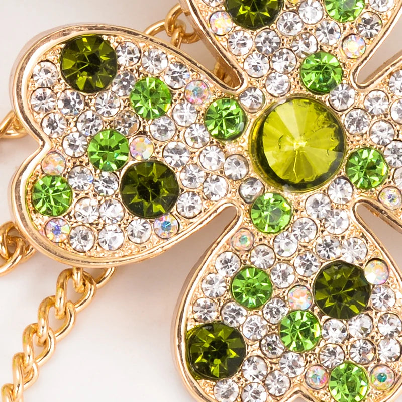 EASYA Love Clover Creative Gift Key Chain Alloy Rhinestone Key Chain Bag Pendant Women Handbag Charm Car Accessories Small Gift