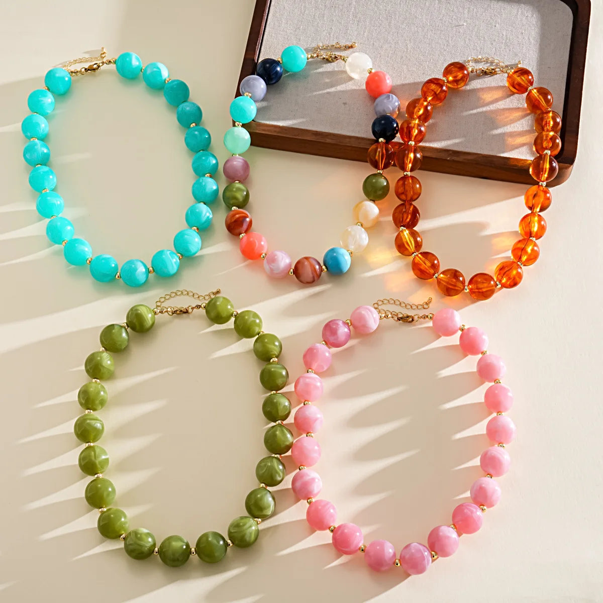 KMVEXO Fashion Colorful Acrylic Big Beads Necklace Bracelet Set for Women Personality Originality Holiday Jewelry Accessories