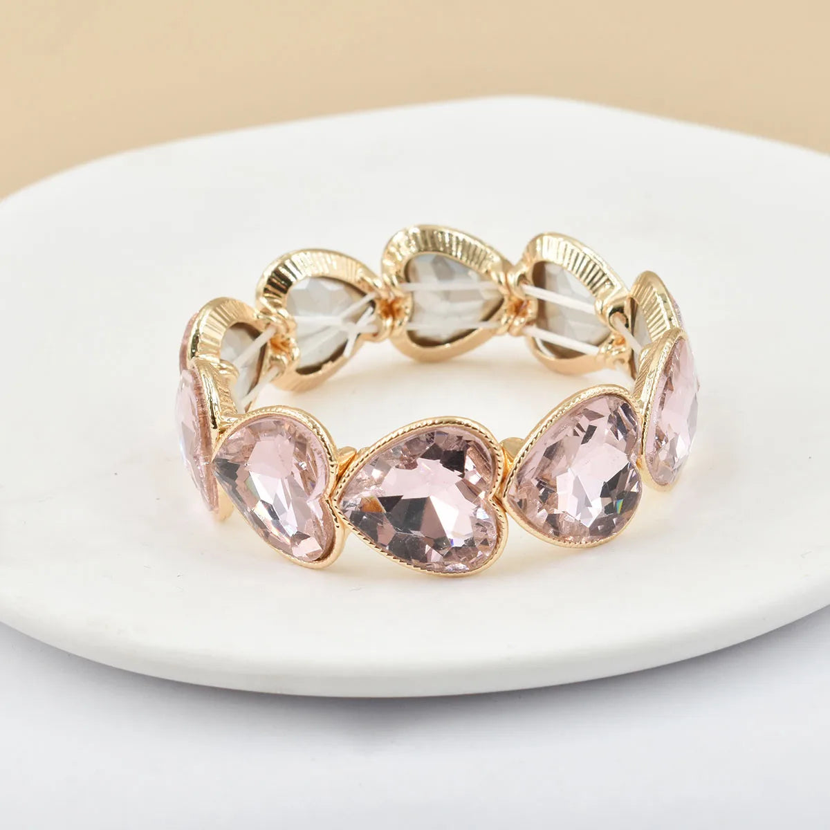 2026 New fashion crystal Women bracelet geometry thread red white blue charms elastic band heart shaped glass Atmospheric Love