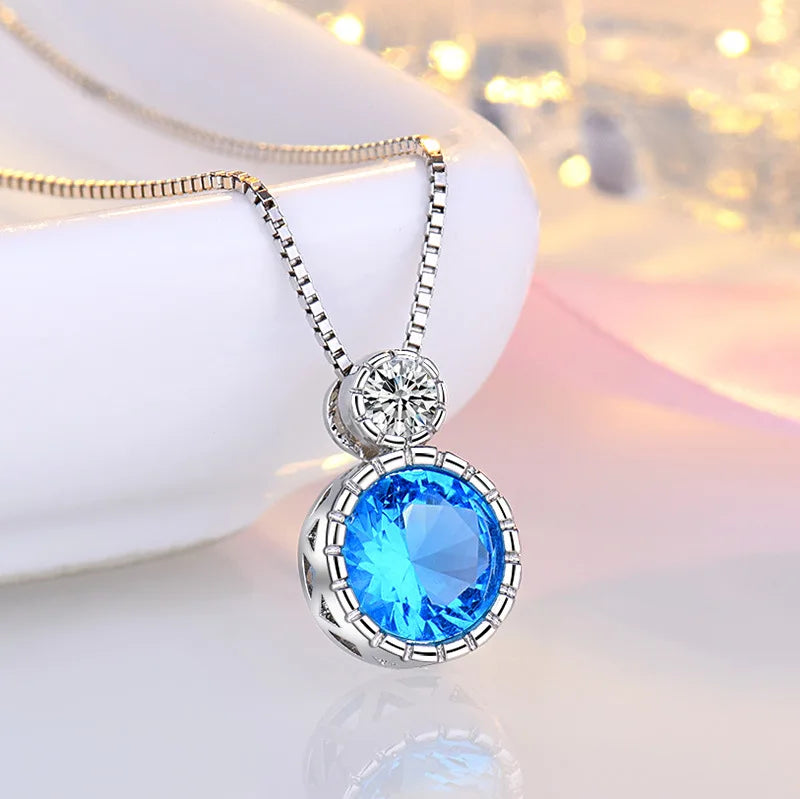 925 Sterling Silver Necklace Pendant Romance Heart Zircon High Quality For Woman Fashion Wedding Engagement Jewelry Gift