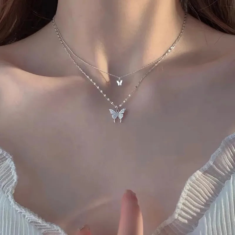 925 Sterling Silver Necklace Pendant AAA Zircon For Women Fashion Exquisite Student Girlfriend Jewelry Accessories Heart Gift