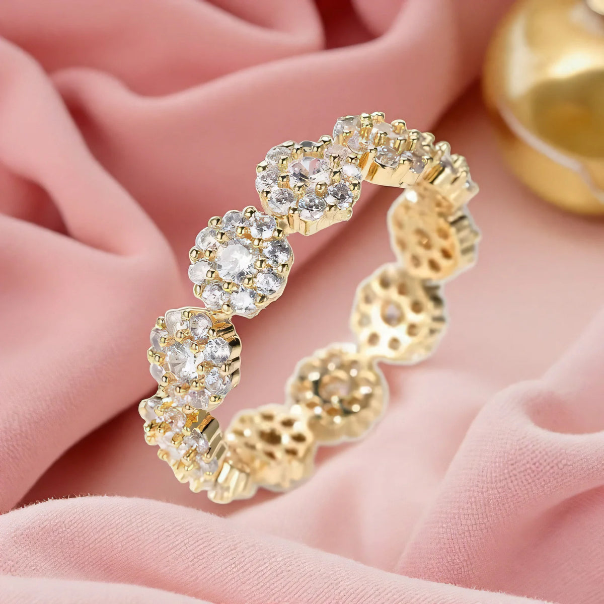 Luxury Female Charm White Zircon Ring Yellow Gold Color Rings For Women Crystal Stone Engagemen Jewelry