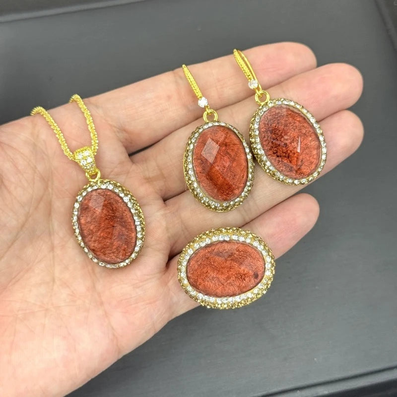 Resin 3 Pcs Jewelry Sets Geometric Vintage Palace Style Dinner Party Earrings Necklaces for Women Elegant Exquisite Accessories